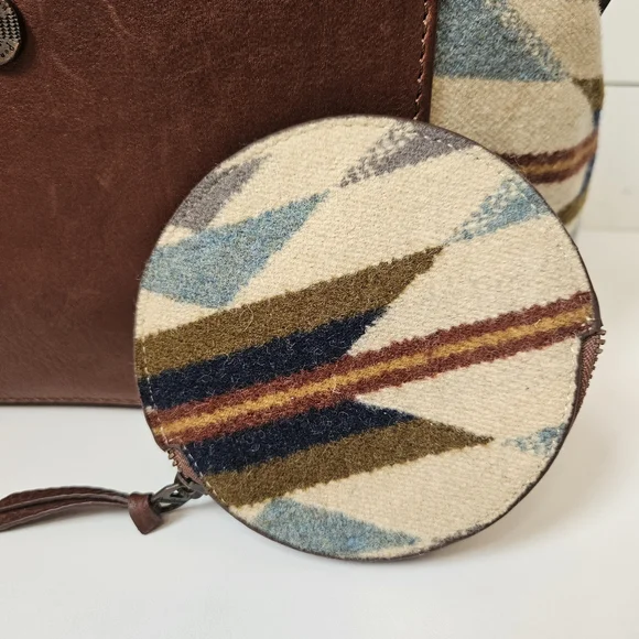 NWOT Pendleton Trail Wyeth Dome Purse & Coin Purse - Leather & Wool - Picture 7 of 15
